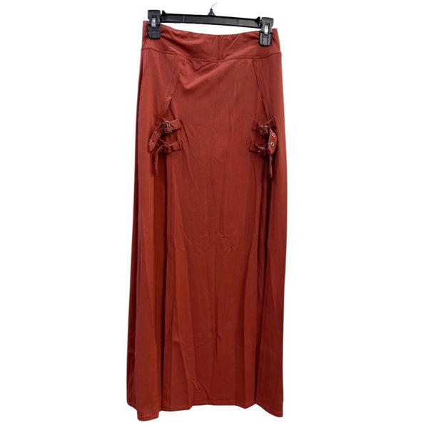 Halara High Waisted Decorative Buckle Split 2-in-1 Maxi Casual Skirt Sz Medium Red