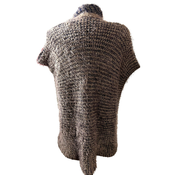 Womens Woven Wide Knit Fuzzy Reversible Cardigan Unsized Fits Appx L/XL