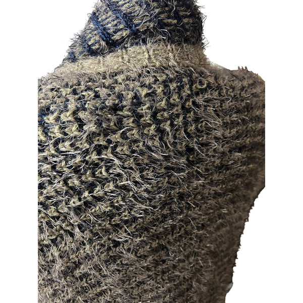 Womens Woven Wide Knit Fuzzy Reversible Cardigan Unsized Fits Appx L/XL