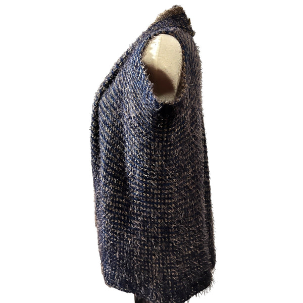 Womens Woven Wide Knit Fuzzy Reversible Cardigan Unsized Fits Appx L/XL