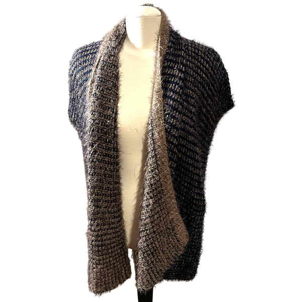 Womens Woven Wide Knit Fuzzy Reversible Cardigan Unsized Fits Appx L/XL