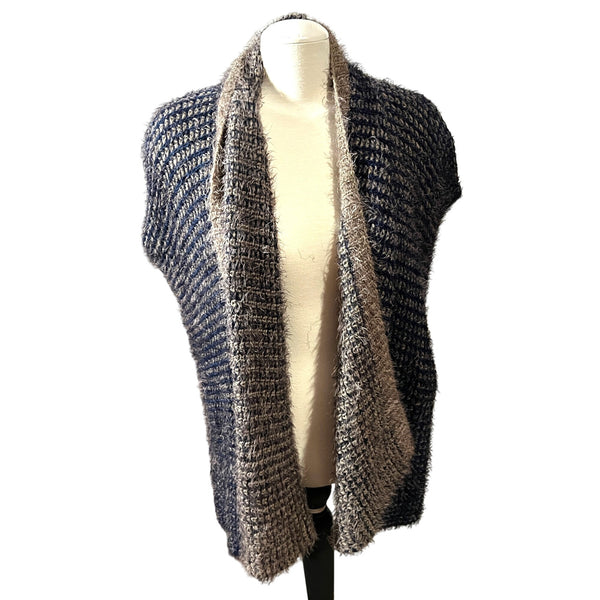 Womens Woven Wide Knit Fuzzy Reversible Cardigan Unsized Fits Appx L/XL