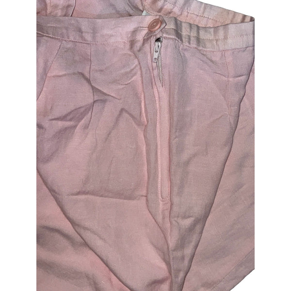 Vintage Plaza South Linen Blend Tapered Leg High Waist Casual Pants Sz 12 Womens Baby Pink Pleated