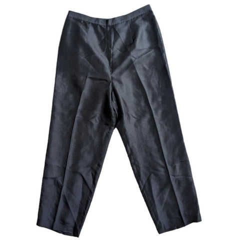 Vintage Adrianna Papell Silk High Waisted Tapered Leg Pants Sz 14 Black Career Style