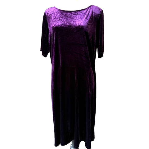 Joanna Hope Purple Velvet Maxi Dress Sz 24 Womens Plus Short Sleeve