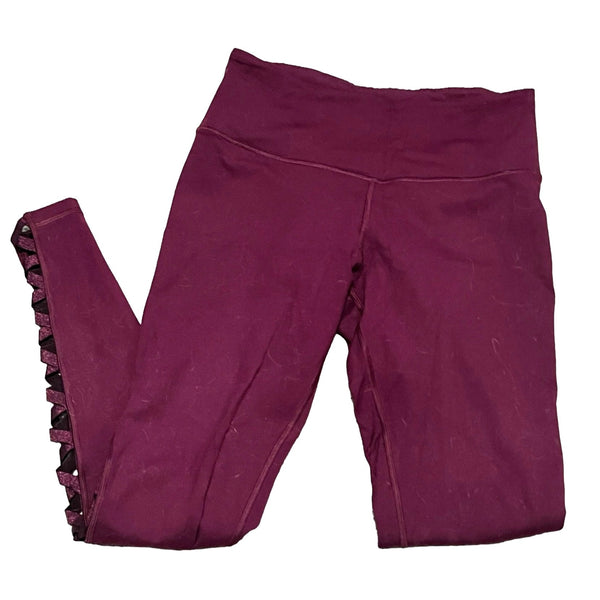 Victoria Sport Knockout Legging Maroon Criss Cross Ankle Sz Small Womens Athletic Compression