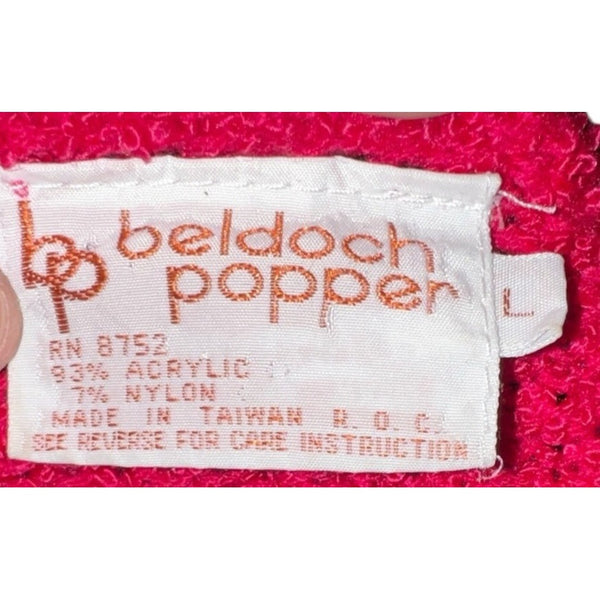 Vintage Beldoch Popper Geometric Colorful 80's Knit Sweater Sz L Womens Long Sleeve Round Neck