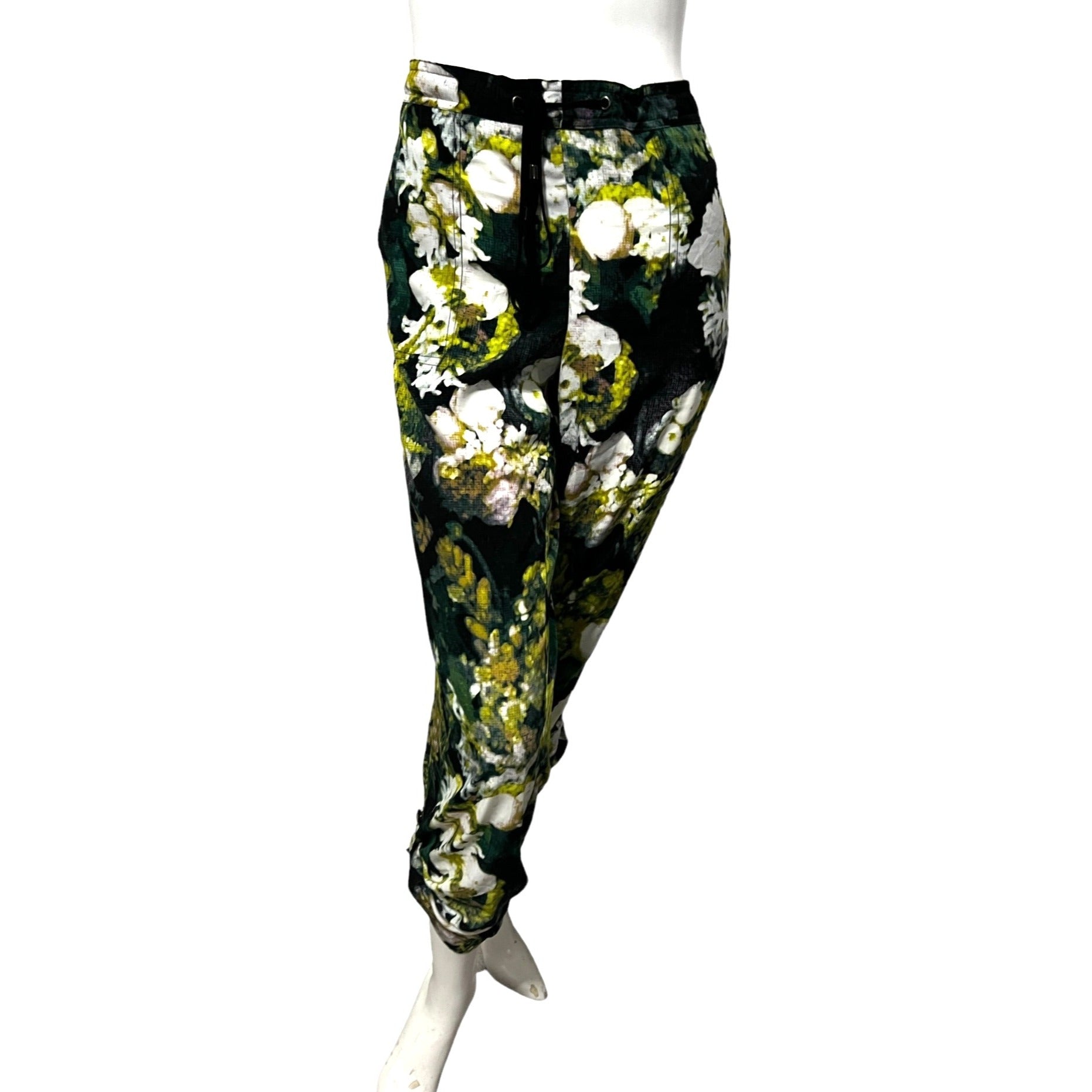 Adrianna Papell Floral Abstract Cuffed Breezy Pants Sz 6 Womens Multi Color