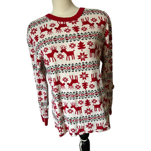 Nanna Andersson Organic Cotton Reindeer Christmas Pajama Shirt Sz M Womens Long Sleeve