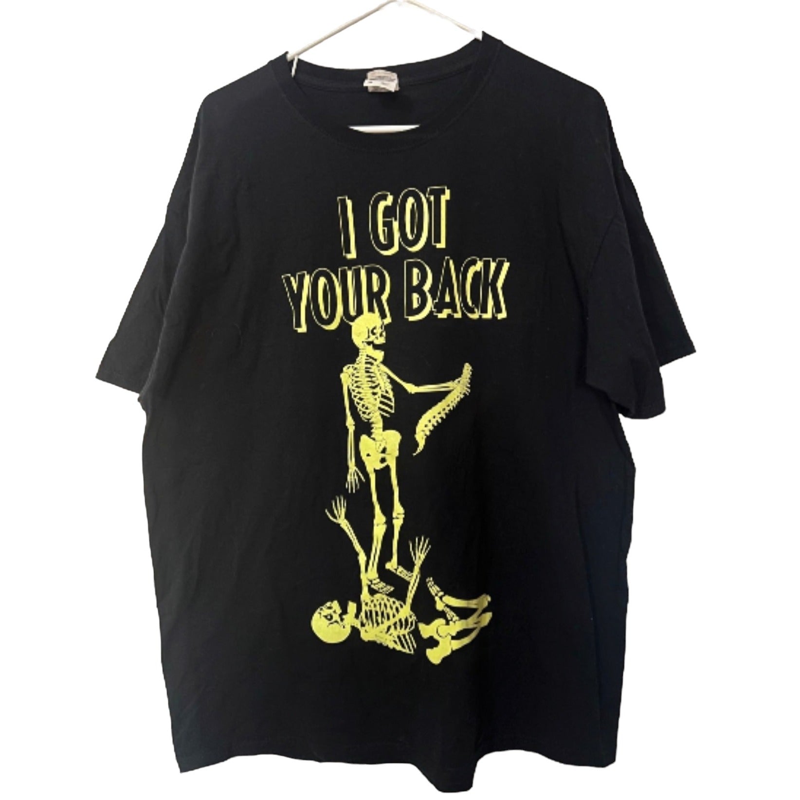 Fruit of the Loom Glow In the Dark  "I Got Your Back" Graphic Tshirt Sz XL GLOWS in the dark Black Humorous T-Shirt
