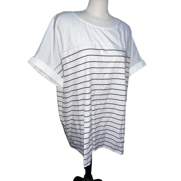 BloomChic NWT Striped Patchwork Roll Batwing Sleeve Blouse Sz 3XL (22/24) Black & White Tops Plus