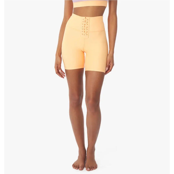 WeWoreWhat NWT Lace Up Biker Shorts Sz XL Womens Peach Cobbler Orange Revolve