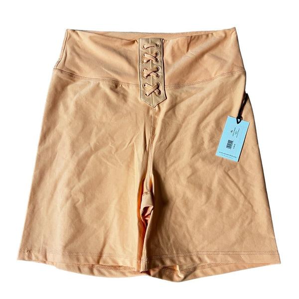 WeWoreWhat NWT Lace Up Biker Shorts Sz XL Womens Peach Cobbler Orange Revolve