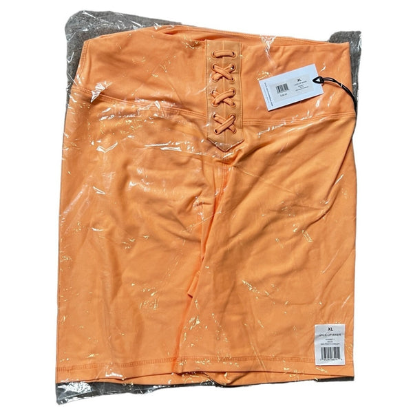 WeWoreWhat NWT Lace Up Biker Shorts Sz XL Womens Peach Cobbler Orange Revolve