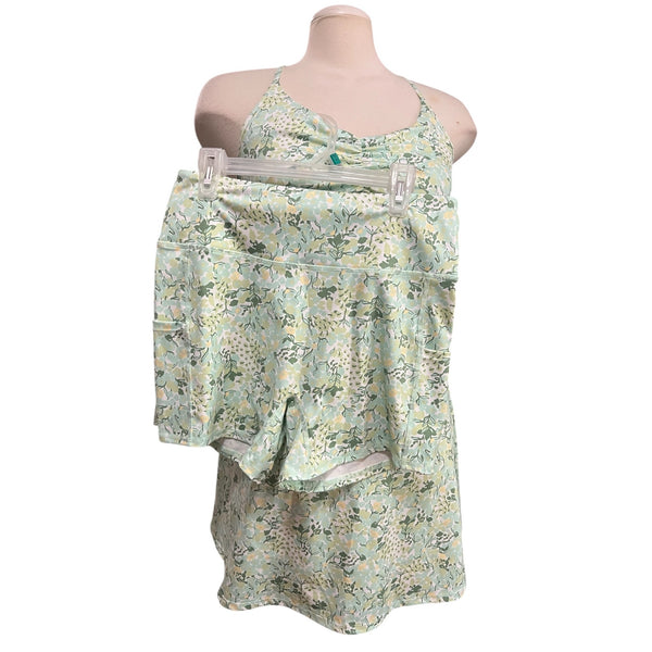 Halara Floral Print 2 Piece Backless Mini Casual Active Dress Sz Medium Womens Built in Bra