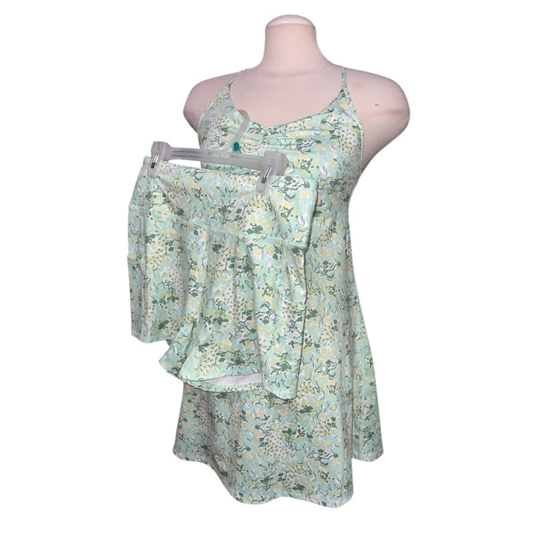 Halara Floral Print 2 Piece Backless Mini Casual Active Dress Sz Medium Womens Built in Bra