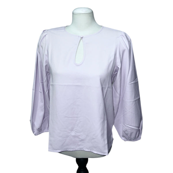 J. Crew Black Long Puff Sleeve Satin Back Crepe Keyhole Top Sz Medium Peite Womens Blouse