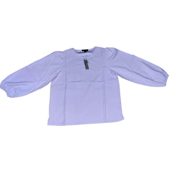 J. Crew Black Long Puff Sleeve Satin Back Crepe Keyhole Top Sz Medium Peite Womens Blouse