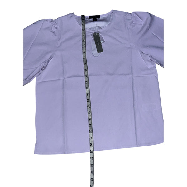 J. Crew Black Long Puff Sleeve Satin Back Crepe Keyhole Top Sz Medium Peite Womens Blouse