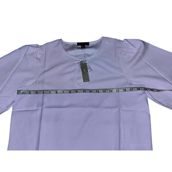 J. Crew Black Long Puff Sleeve Satin Back Crepe Keyhole Top Sz Medium Peite Womens Blouse