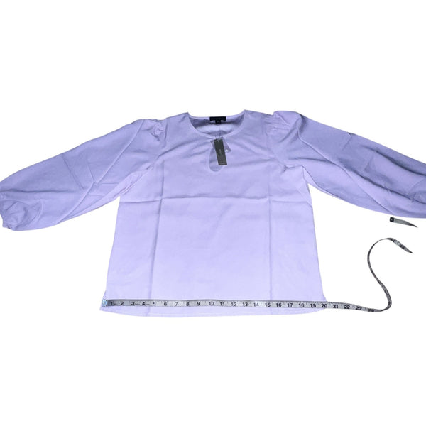 J. Crew Black Long Puff Sleeve Satin Back Crepe Keyhole Top Sz Medium Peite Womens Blouse