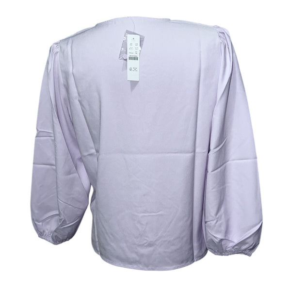 J. Crew Black Long Puff Sleeve Satin Back Crepe Keyhole Top Sz Medium Peite Womens Blouse