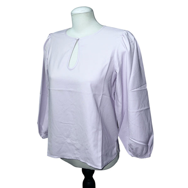 J. Crew Black Long Puff Sleeve Satin Back Crepe Keyhole Top Sz Medium Peite Womens Blouse