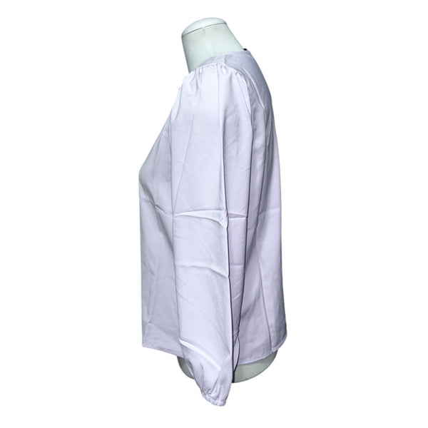 J. Crew Black Long Puff Sleeve Satin Back Crepe Keyhole Top Sz Medium Peite Womens Blouse