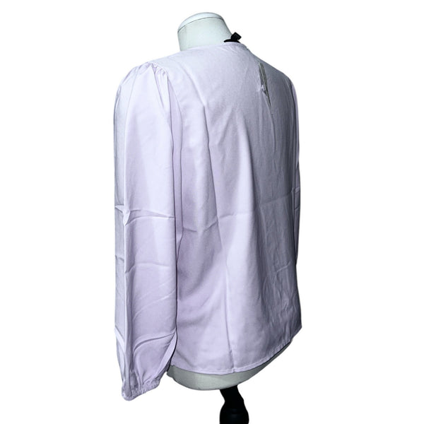 J. Crew Black Long Puff Sleeve Satin Back Crepe Keyhole Top Sz Medium Peite Womens Blouse