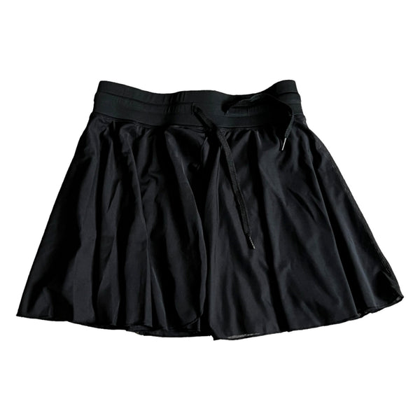 Halara Drawstring Contrast Mesh 2-in-1 Skirt Sz Medium Womens Black Flowy Dance Mini Flare