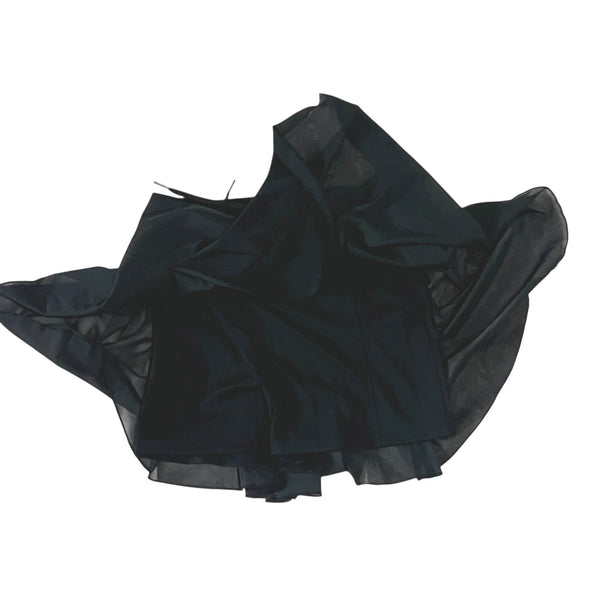 Halara Drawstring Contrast Mesh 2-in-1 Skirt Sz Medium Womens Black Flowy Dance Mini Flare