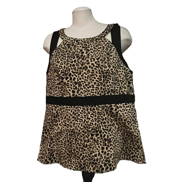 Torrid Cheetah Print Sleeveless Blouse Sz 2 (2XL) Womens Black & Brown