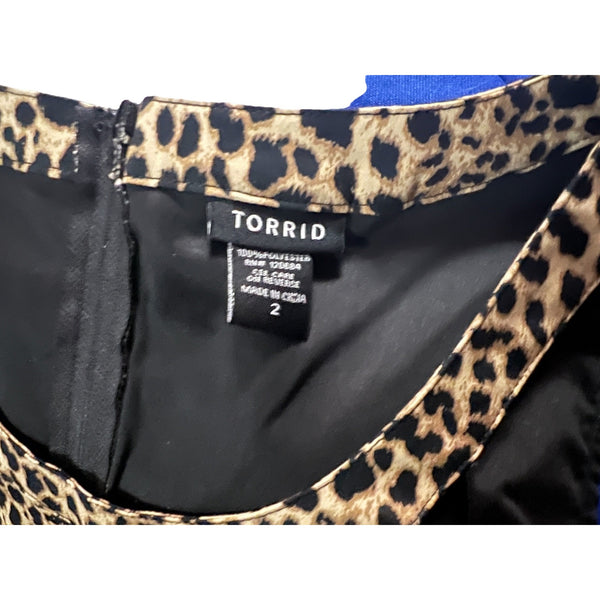 Torrid Cheetah Print Sleeveless Blouse Sz 2 (2XL) Womens Black & Brown