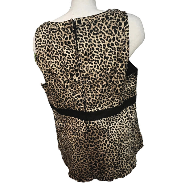 Torrid Cheetah Print Sleeveless Blouse Sz 2 (2XL) Womens Black & Brown