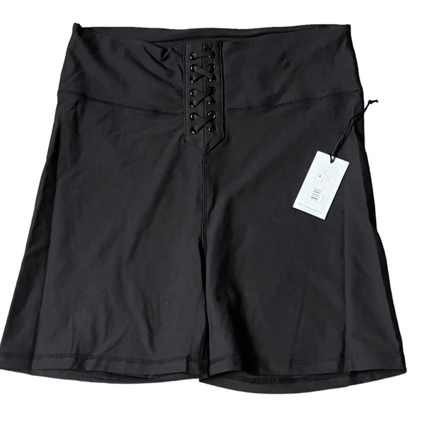 WeWoreWhat NWT Lace-Up Biker Shorts Sz XL Womens Black High Waisted Activewear