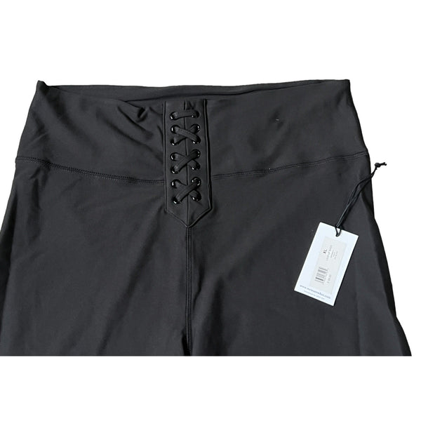 WeWoreWhat NWT Lace-Up Biker Shorts Sz XL Womens Black High Waisted Activewear