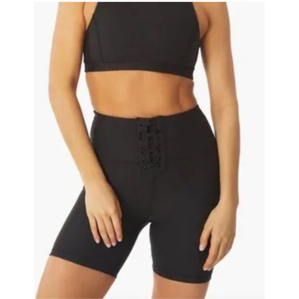 WeWoreWhat NWT Lace-Up Biker Shorts Sz XL Womens Black High Waisted Activewear