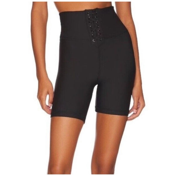 WeWoreWhat NWT Lace-Up Biker Shorts Sz XL Womens Black High Waisted Activewear