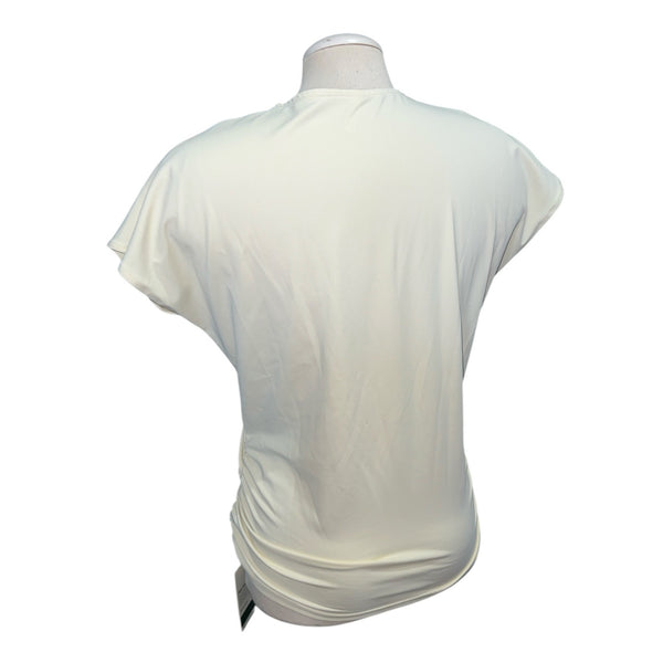 Halara V Neck Cap Sleeve Crossover Ruched Solid Work Blouse Sz Medium Womens Yellow