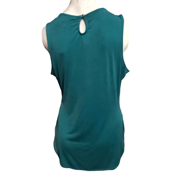 Worthington Teal Green Sleeveless Blouse Sz Small Satiny Women's Cute Blouse