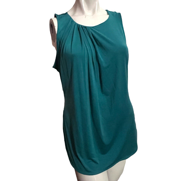 Worthington Teal Green Sleeveless Blouse Sz Small Satiny Women's Cute Blouse