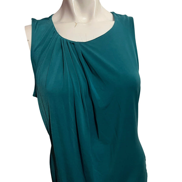 Worthington Teal Green Sleeveless Blouse Sz Small Satiny Women's Cute Blouse
