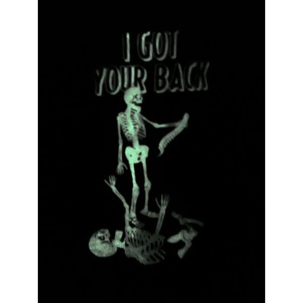 Fruit of the Loom Glow In the Dark  "I Got Your Back" Graphic Tshirt Sz XL GLOWS in the dark Black Humorous T-Shirt