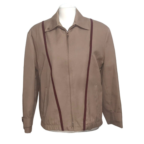 Vintage Etienne Aigner Blazer Jacket Sz 10 Womens Dart Stripes Beige Burgundy