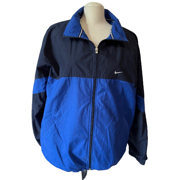 Nike Windbreaker Jacket Sz Large Mens Blue Waterproof with Pockets