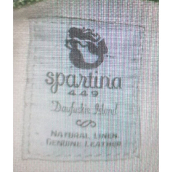 Spartina 449 Natural Linen & Leather Crossbody Handbag Green & Navy Blue