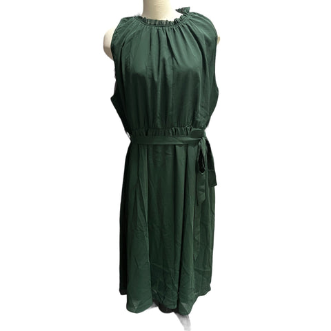 Bloomchic NWT Belted Mock Neck Plain Sleeveless Dress Sz 3XL (22/24) Womens Green
