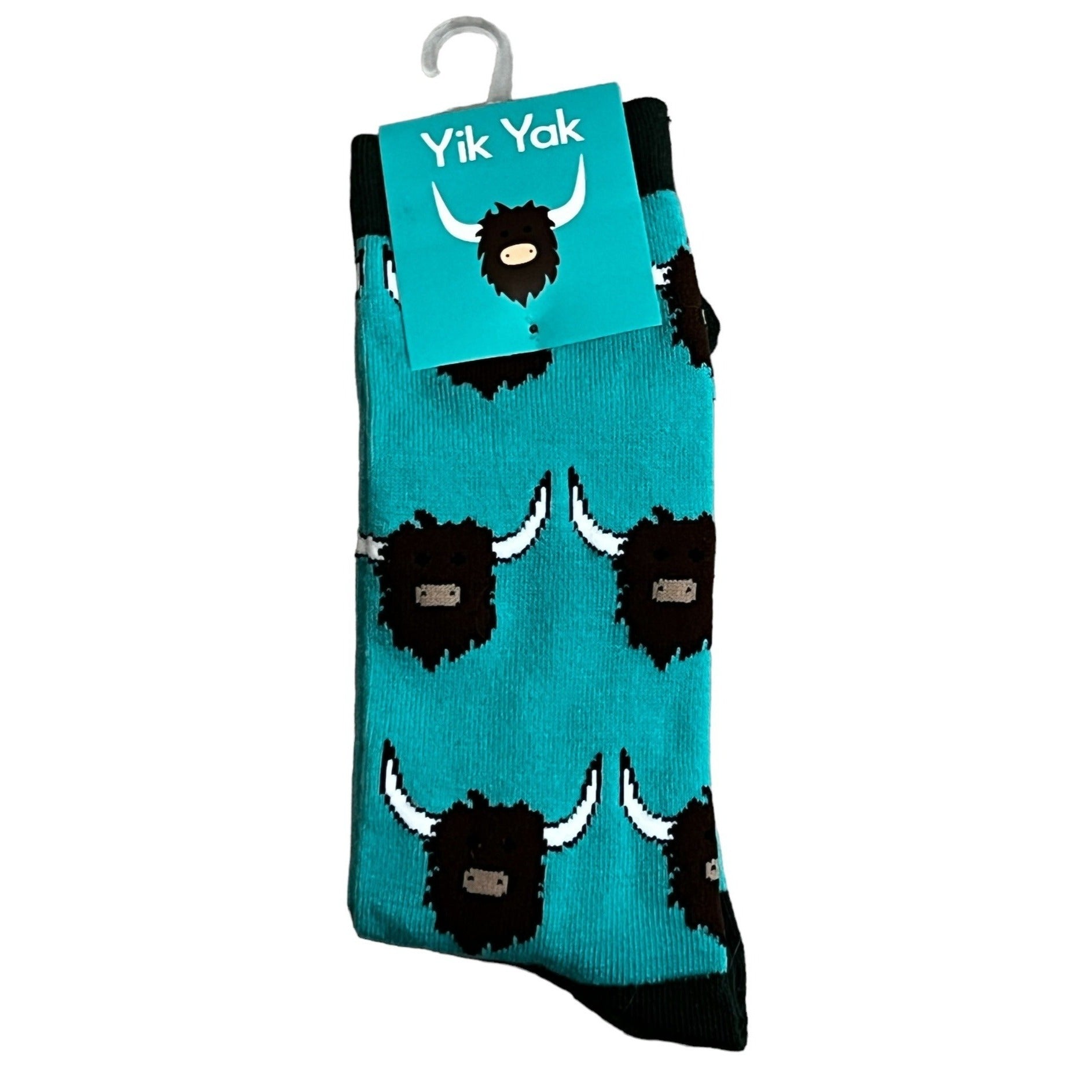 Brand New Yik Yak Teal Yak Socks One Size Fits All Womens Mid Calf