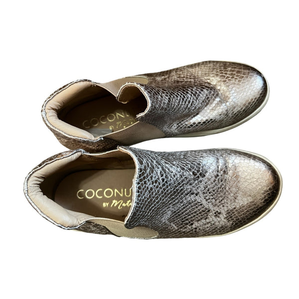Coconuts by Matisse Harlan Silver Snake Skin Sneakers Sz 6.5 Womens Flat Casual Hi Tops