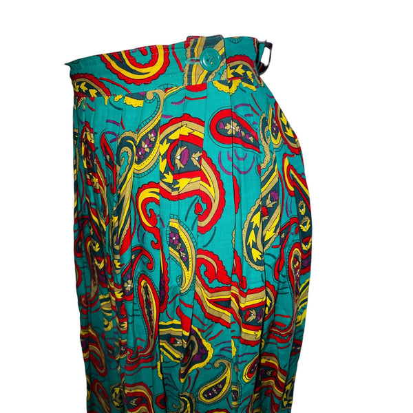 Vintage Chaus Colorful Geometric Pleated 90's Maxi Skirt Sz 14 Womens MultiColor